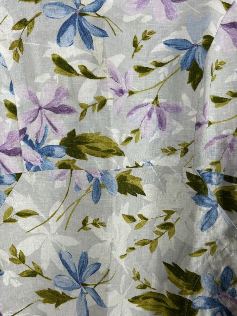 J. Jill Love Linen Womens Floral Sleeveless Dress Large Purple Blue Botanical - Picture 2 of 10